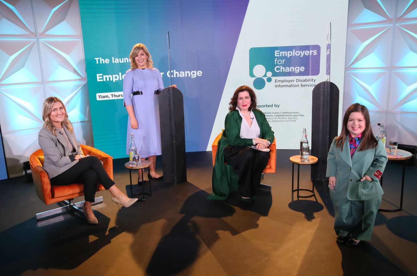 Image from Launch of Employers for Change. Left to Right: Síne Breslin, Bank of Ireland, Christabelle Feeney, Director of Employers for Change, Francesca McDonagh, CEO Bank of Ireland and Sinéad Burke, CEO Tilting the Lens at the launch of Employers for Change 